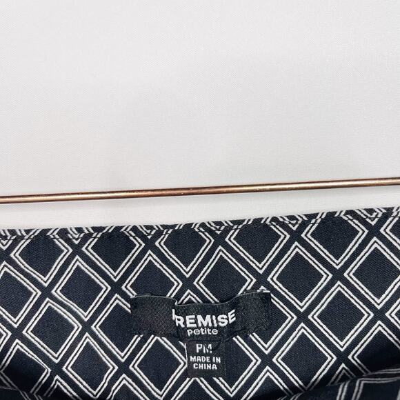 Premise Womens PM Black White Geometric Cropped Pants Petite Medium M Stretch - Picture 6 of 10